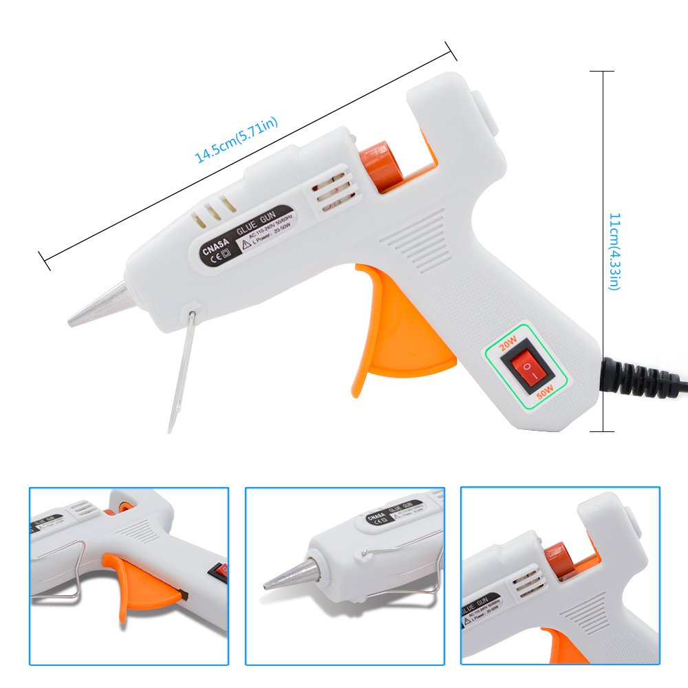 Glue Gun with Sticks-CNASA 20/50W Hot Glue Gun 7mm with 30pcs Melt Glue Sticks for DIY Craft Projects and Repair Kit
