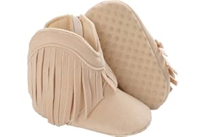 WILLFUN Baby Girls Boots with Tassels Infants Soft Sole Shoes Toddler Zipper Short Bootie