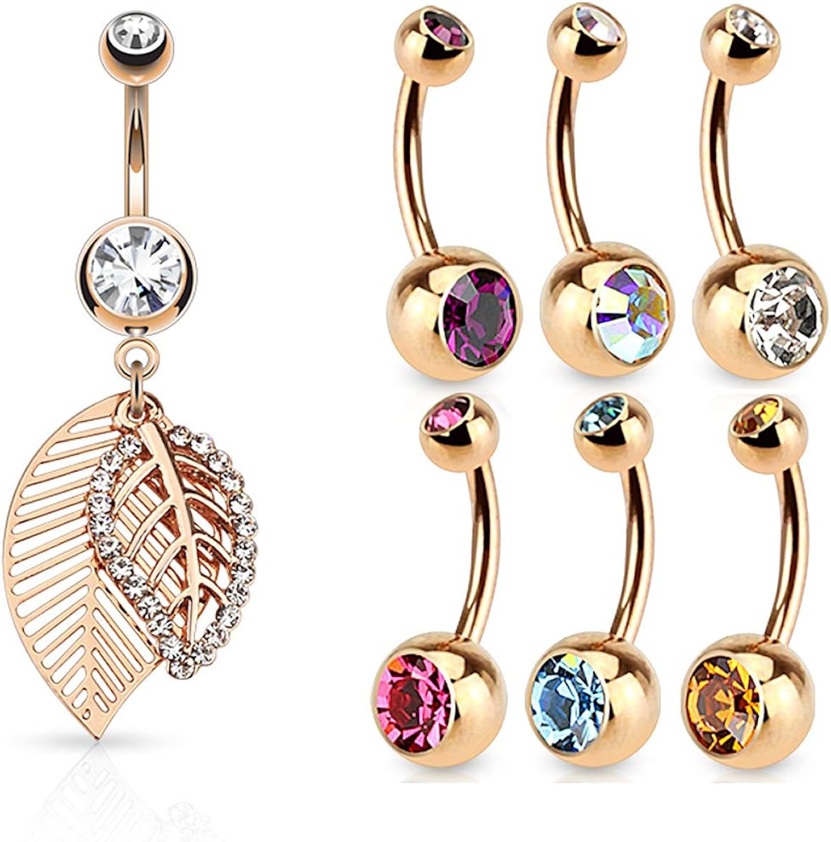 Cult piercing belly button piercing jewellery gold leaf belly