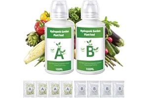 Hydroponics Nutrients (1000ml in Total), Hydroponic Plant Food A & B Hydroponic Fertilizer,Suitable for Indoor Vegetable Grow