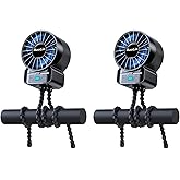 2 Pack Multifunctional Portable Stroller Fan 4 Speed 6600rpm High Speed Usb Rechargeable Personal Mini Handheld Fan Extended Tripod For Desktop Winding Kids Bed Treadmill Bike Golf Cart Outdoor Travel