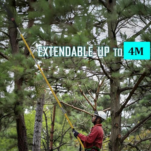 Manual Tree Pruner, 2-4m Pole Saws for Tree Trimming, Sharp Steel Blade and Scissors for High Branches Pruning