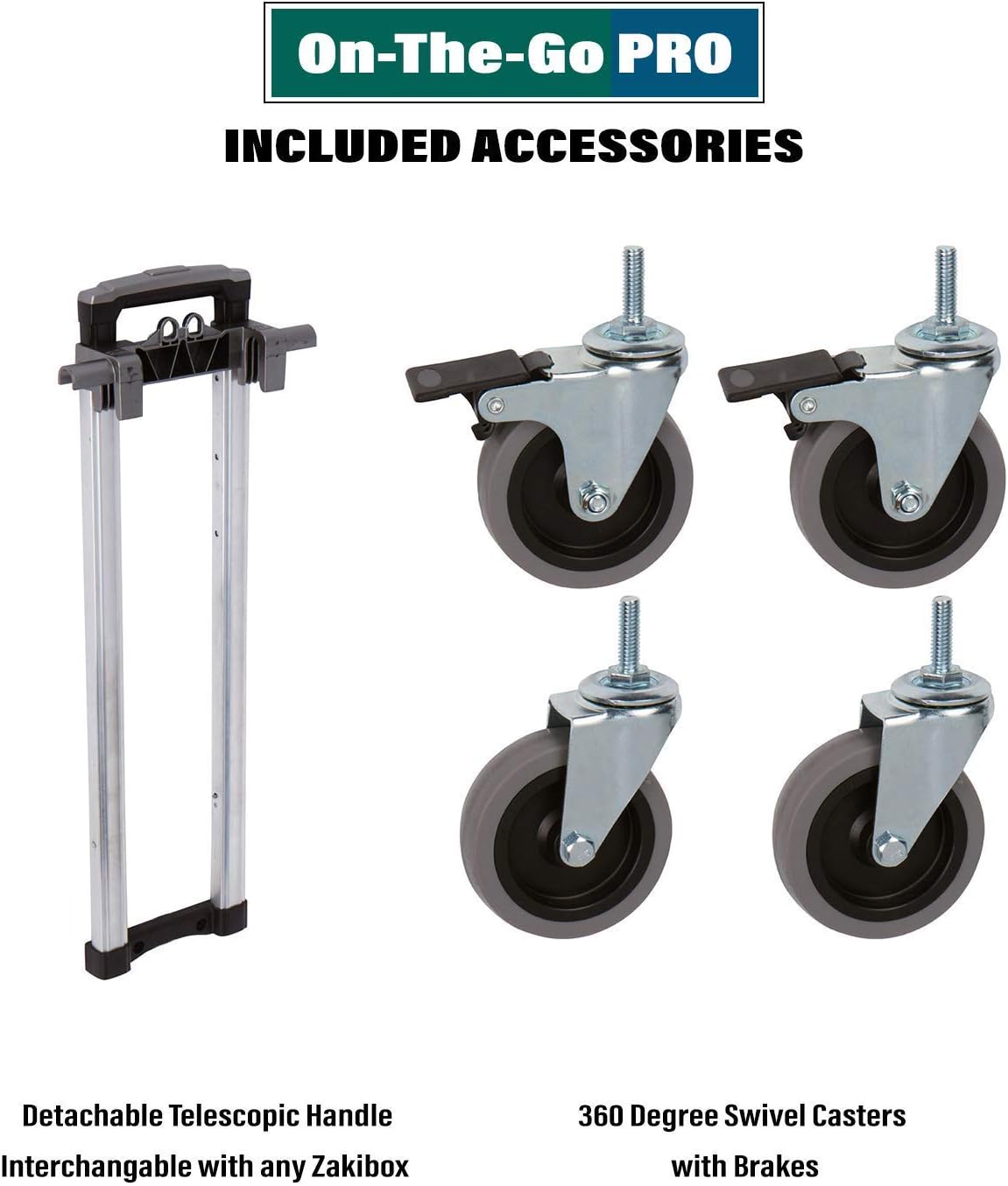 ZakiBox Universal 4-Wheel Collapsible Rolling Utility Hand Cart with Compartments | Lightweight & Waterproof | for Teachers, Salespeople, Groceries, Arts & Crafts, More (Grey, On-The-Go-Pro) : Office Products