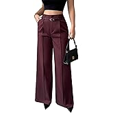 Quzzion Women's Wide Leg Pants High Waisted Dressy Business Pants Straight Leg Casual Trousers with Pockets