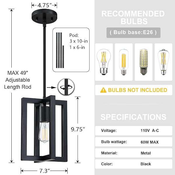 DOLAIMY HOUSE 3 PACK 1 LIGHT HANGING INDUSTRIAL KITCHEN ISLAND PENDANT LIGHT LANTERN FARMHOUSE METAL CAGE,BLACK FINISH RUSTIC GEOMETRIC LIGHT FOR OVER SINK LIVING ROOM BEDROOM
