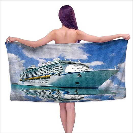 Beach Towel， Cruise Ship in a Caribbean sea,Home Kitchen