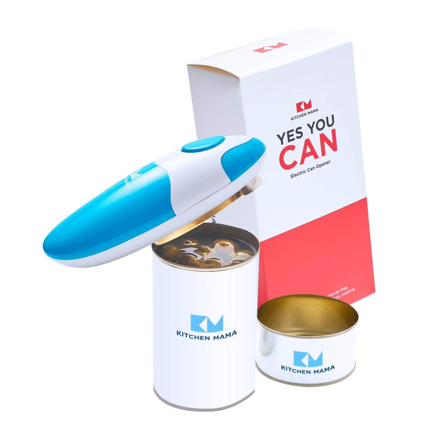 Kitchen Mama Electric Can Opener Car - Open Your Cans Easily With The Touch Of A Button - Automatic, Hands-Free, Smooth Edge, Food Safe, Battery Operated (Sky Blue)