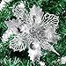 DERVONUNS Poinsettia Christmas Decorations Christmas Flowers Glitter Christmas Tree Decorations and Ornaments (12 Pack)(Slivery)