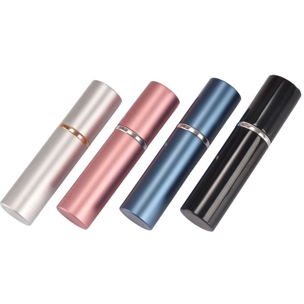 SHiZAK 4x 10ml Stylish (Colors Black, Silver, Blue and Pink) Travel Perfume Bottle Atomiser Refillable Fragrance Perfume Atomizer Empty Aftershave Spray Bottle