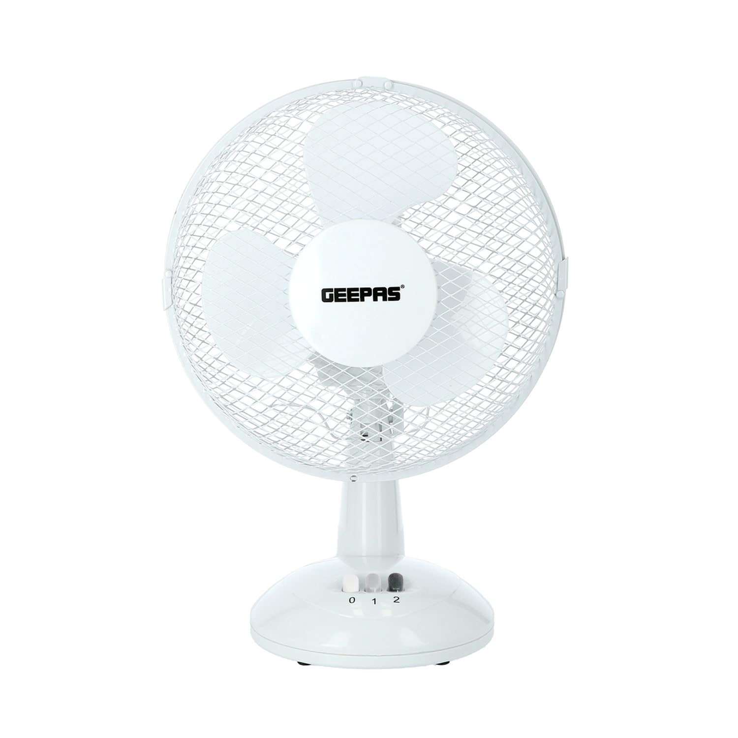 GEEPAS 9" Table Fan | Electric Portable Worktop Desk Fan with 2 Speeds 3 Blades, Adjustable Tilt Wide Angled Oscillation | Powerful Low Noise Airflow for Home Office | 1 Year Warranty, White 22W