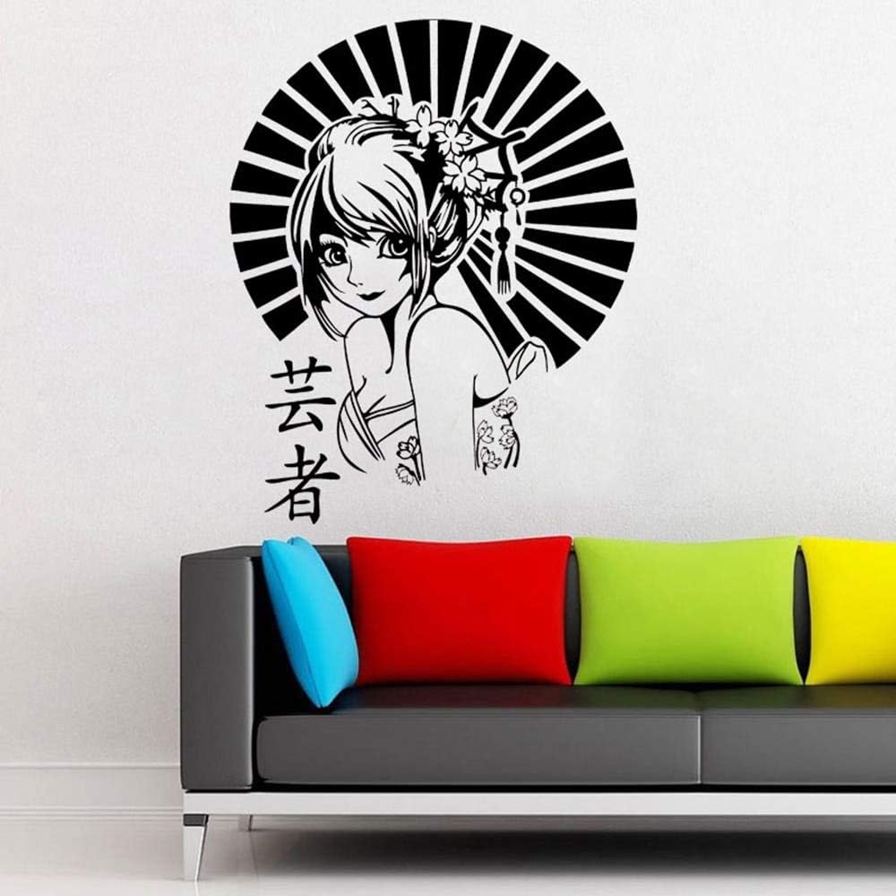 JXND Anime Geisha Oriental Girl Manga Japanische Vinyl Wandaufkleber