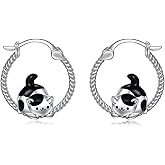 Cat/Dog/Koala/Panda/Elephant/Pig/Penguin/Dolphin/Octopus/Shark/Butterfly/Bat/Hedgehog/Frog/Lily Of The Valley/Sunflower/Wolf/Jellyfish/Lotus/Crab/ Hoop Earrings 925 Sterling Silver Animal Jewelry Gifts for Women