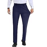 Lion Nardo Mens Stretch Dress Pants Slim Fit Dress Pants for Mens Wrinkle Free Business Casual Pants for Men Expandable Waist Navy