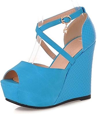 ladies blue wedges