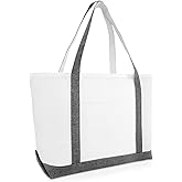 DALIX Daily Shoulder Tote Bag Premium Cotton in Gray