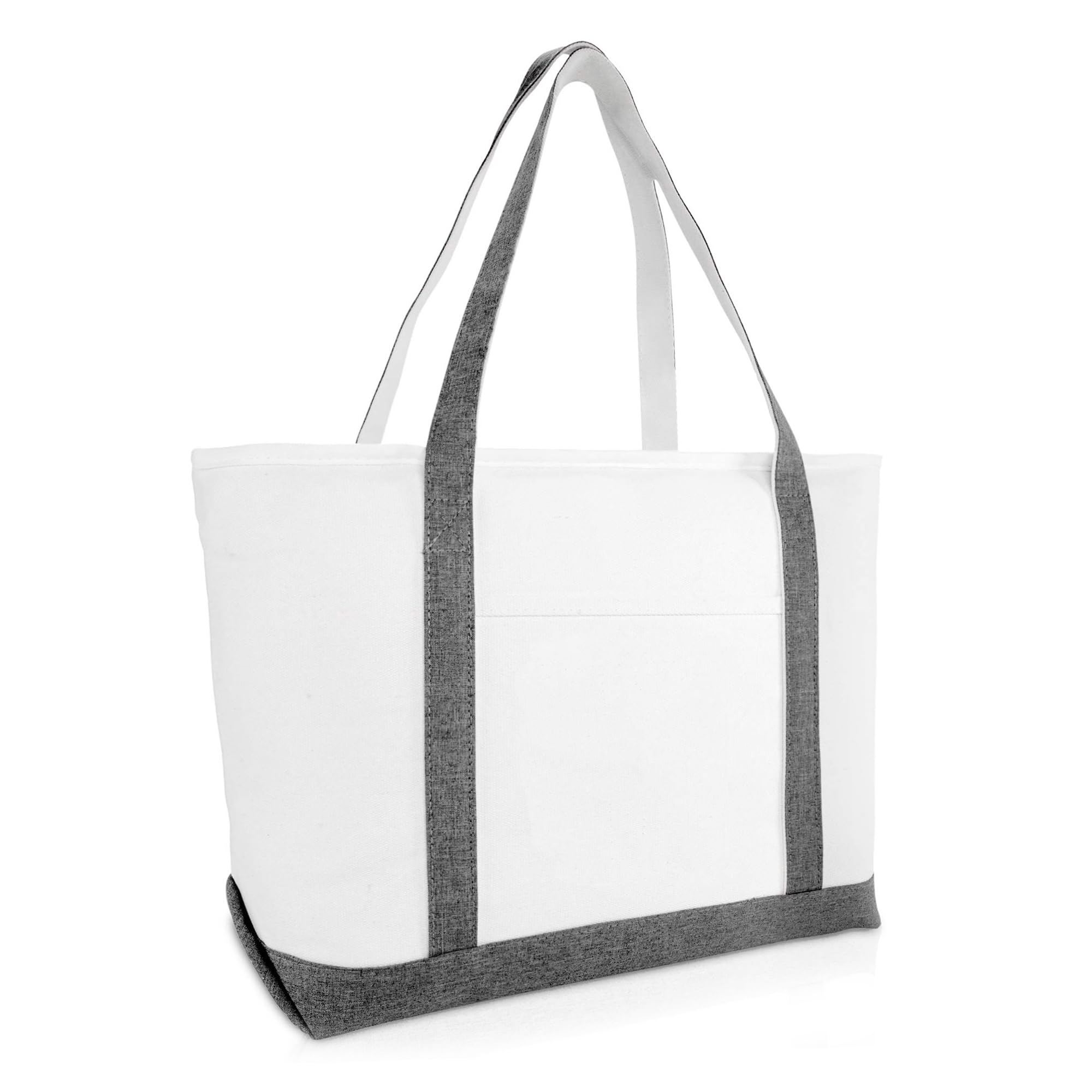 DALIX 23" Premium 24 oz. Cotton Canvas Shopping Tote Bag, Gray, XL