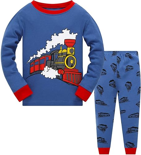 Train Pajamas for Boys 100% Cotton Train Pjs Toddler Piece Long Sleeve  Sleepwear Kids Clothes Set Outfits 5t in Saudi Arabia Whizz Pajama Sets