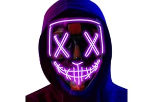 Poptrend Halloween Mask LED Light up Mask Scary mask for Festival Cosplay Halloween Costume Masquerade Parties,Carnival,Gift…