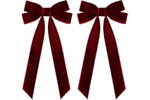 AILEAM 2PCS Velvet Hair Bows Red Hair Ribbon Clips Big Fall Alligator Clips Hair Accessories for Women Girls Toddlers Kids Baby