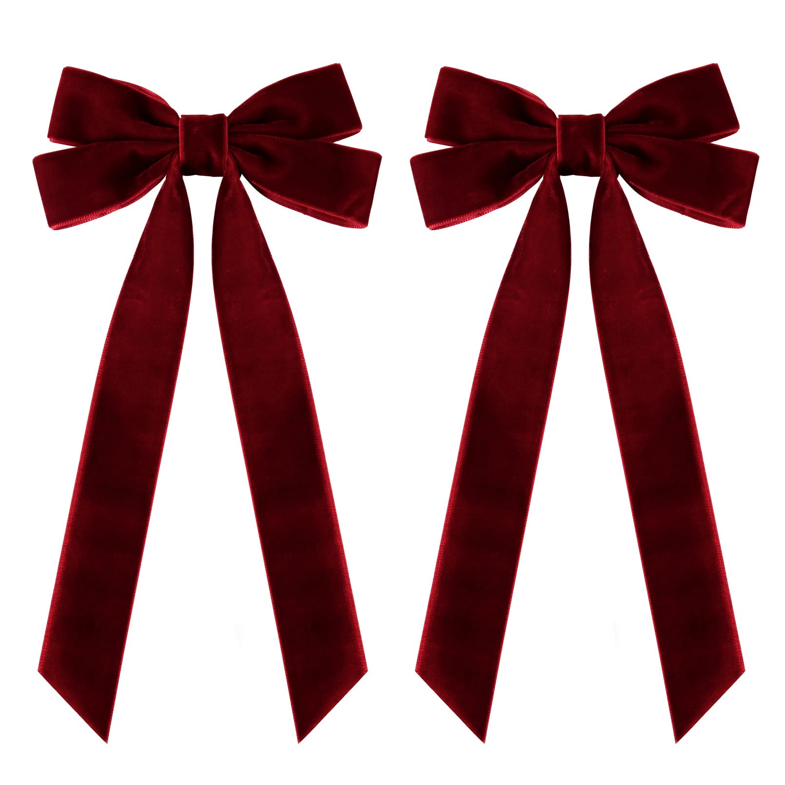 Photo 1 of 2PCS Velvet Hair Bows Red Hair Ribbon Clips Big Fall Alligator Clips Hair Accessories for Women Girls Toddlers Kids Baby