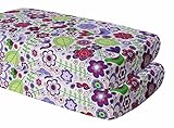 Bacati Crib Fitted Sheets, Botanical Purple (Pack of 2)