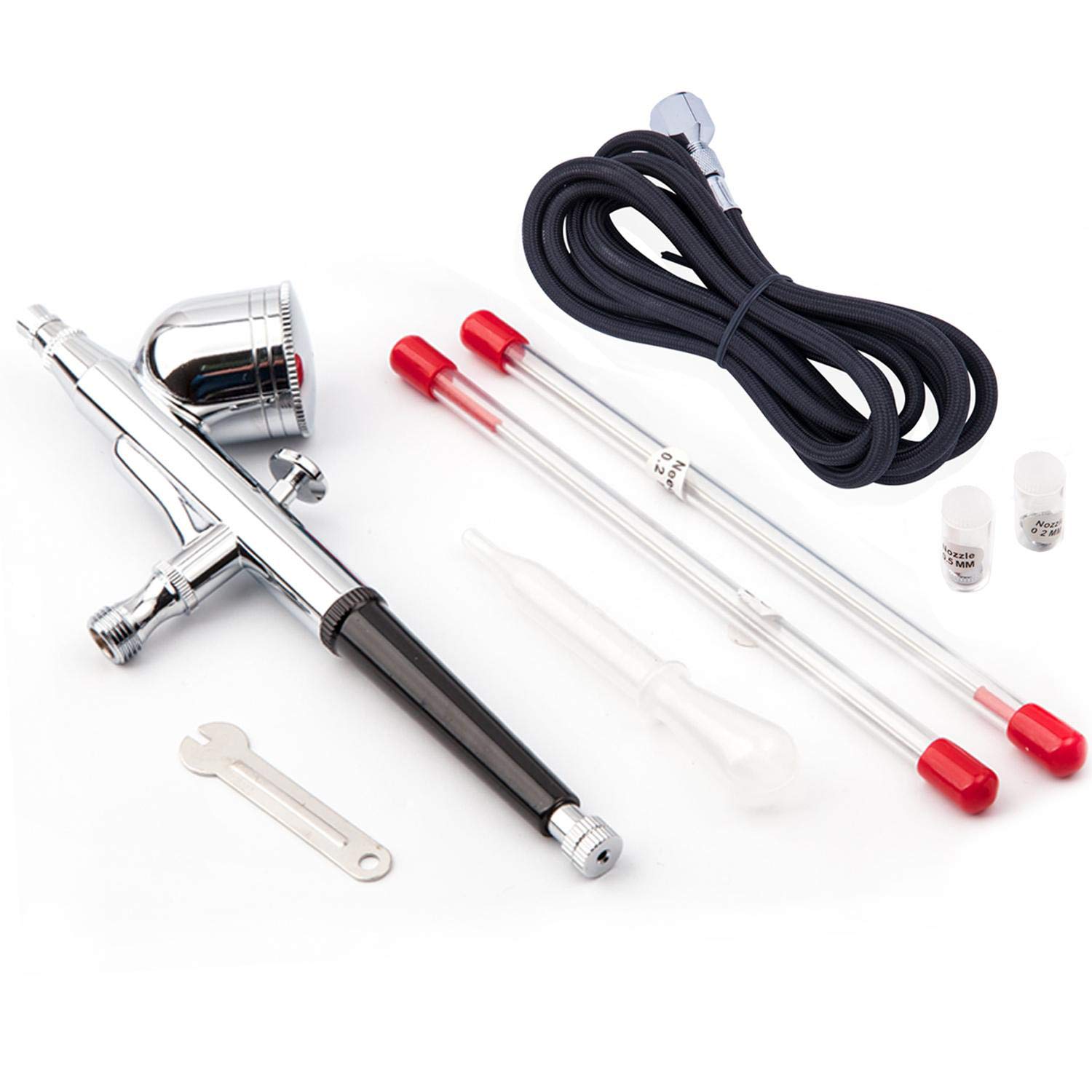 Fengda Precision Airbrush Professional Dual Action Airbrush FE-130K with Adapter, Hose, Nozzles and Needles for Painting, Cake Decorating, Tattoo, Models Art