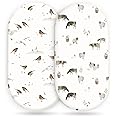 GRSSDER Stretchy Ultra Soft Bassinet Mattress Sheets 2 Pack, Universal Fitted for Baby Cradle Moses Basket Oval Rectangle Standard Pad Safe and Snug, Cute Animal Print Bassinet Sheet for Boys
