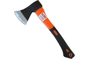 TABOR TOOLS Chopping Axe, Hand Axe, Camp Hatchet for Splitting Kindling and Chopping Branches, with Strong Fiberglass Handle and Anti-Slip Grip. J60A. (Chopping Hatchet, 12" Handle)
