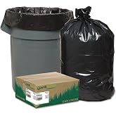 Earthsense Recycled Can Liners, 55-60gal, 1.65mil, 38 x 58, Black, 100/Carton