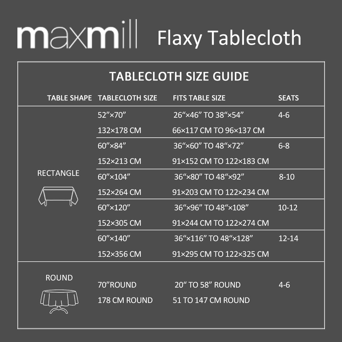 maxmill Flaxy Faux Linen Table Cloth with 2-Tone Slubby Texture Wrinkle Resistant Anti-Shrink Soft Tablecloth for Kitchen Dining Tabletop for Buffet Banquet Rectangle 52 x 70 Inch Linen: Home & Kitchen
