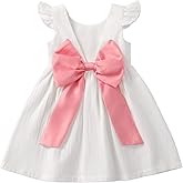 Cemion Baby Girl Dress Toddler Girl Clothes Halter Backless Big Bow Sleeveless Solid Color Summer Dresses