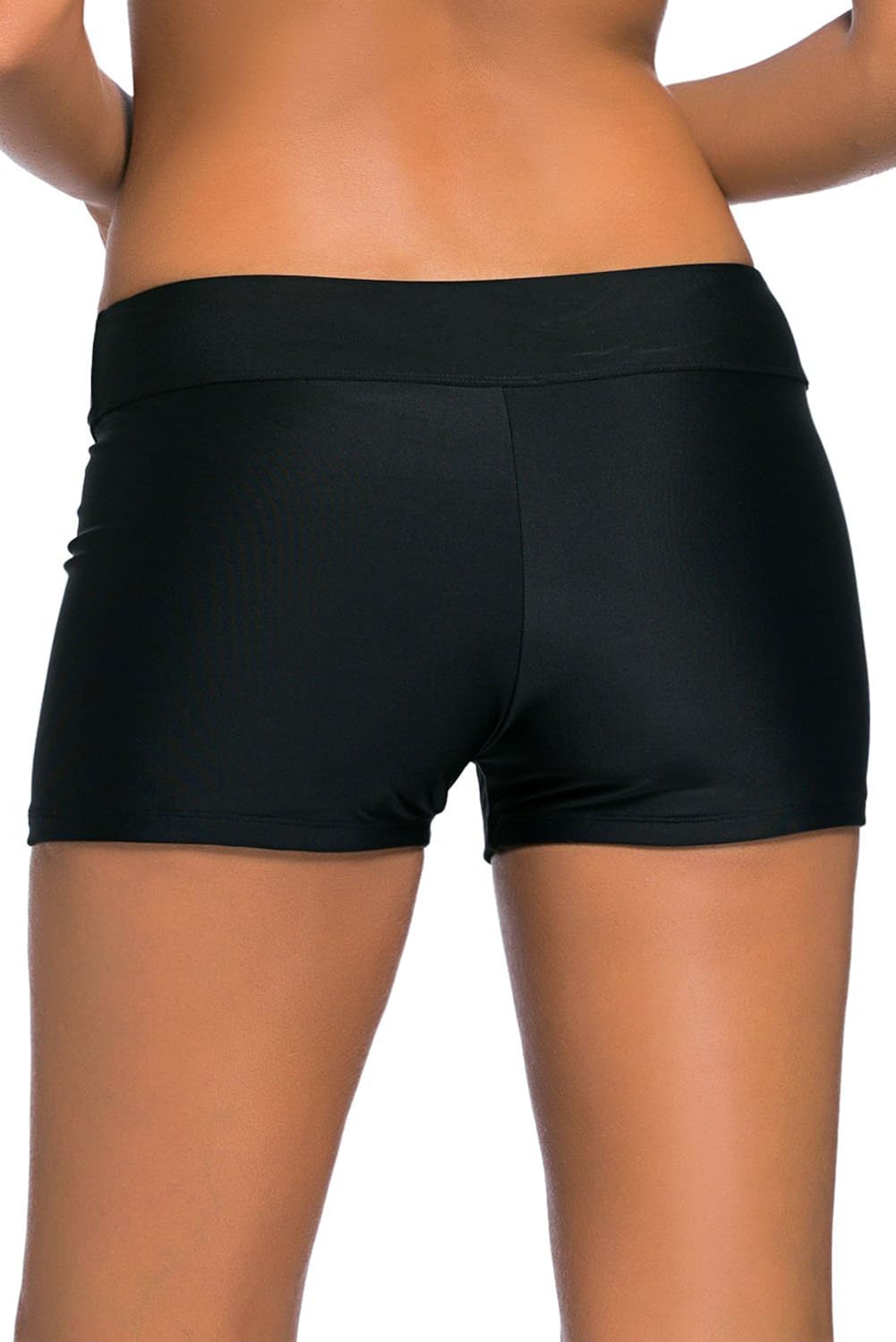 boldgal girl's bathing swimwear waistband shorts bikini (black)