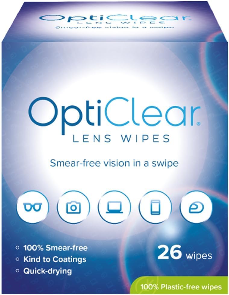 Opticlear Lens Wipes 26 Count 6-Pack Smear-Free Anti-Fog Safe for Coatings