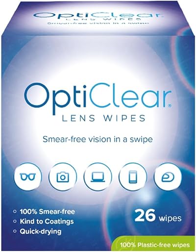 Opticlear Lens Wipes 26 Count 6-Pack Smear-Free Anti-Fog Safe for Coatings