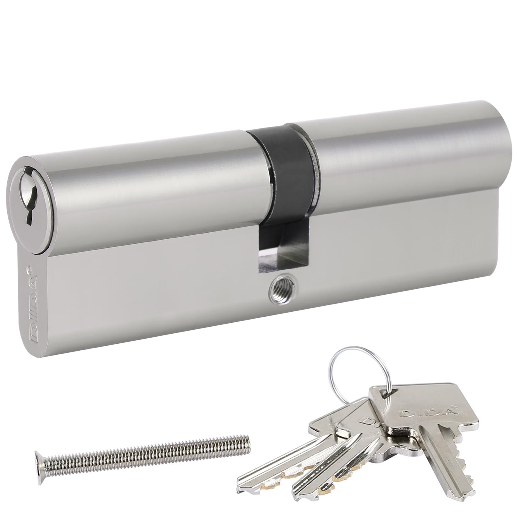 DIDA® 90mm(45/45) Euro Cylinder Lock,UPVC Door Lock Barrel with 3 Keys,High Security,Anti-Pick Anti-Bump Anti-Drill,Nickel Finish,Suitable for All Door Types,BS EN 1303:2008