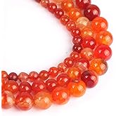 Yochus 35pcs Smooth Natural Orange Agate Beads,10mm Dragon Vein Gemstone Round Loose Stone Beads for Jewelry Making DIY Bracelet Necklace Earrings