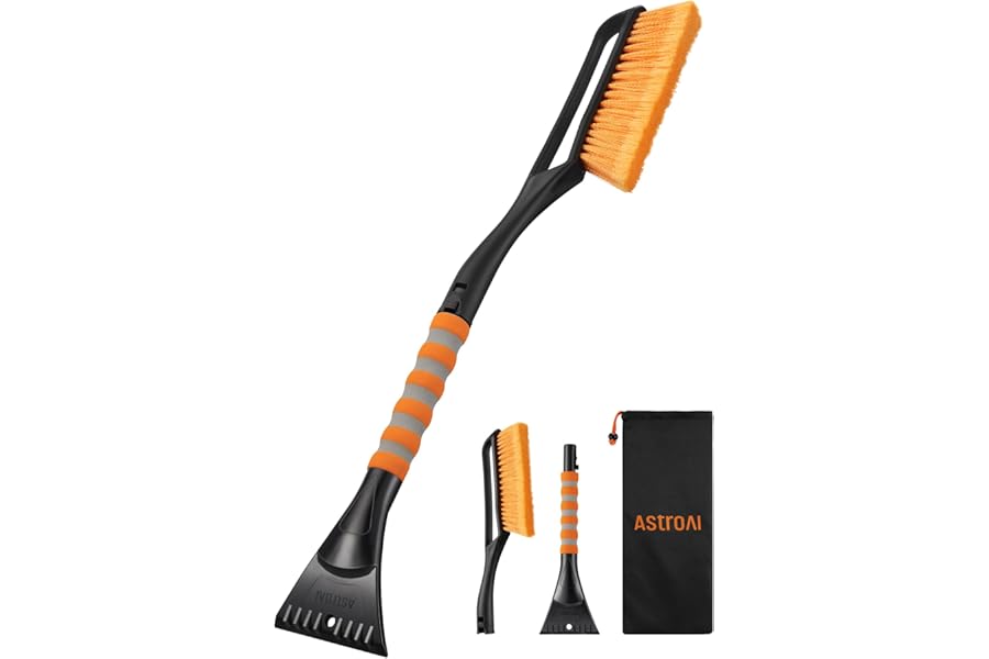 AstroAI 27" Snow Brush and Ice Scrapers for Car Windshield, Detachable Snow Scrapers with Ergonomic Foam Grip for Cars, Truck