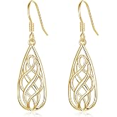 MEDWISE Celtic Earrings 925 Sterling Silver for Women Birthday Christmas | Celtic Knot Dangle Drop Earring Silver/Rose Gold /Gold Hook Earrings Celtic Earrings Gifts for Valentines Mothers Day