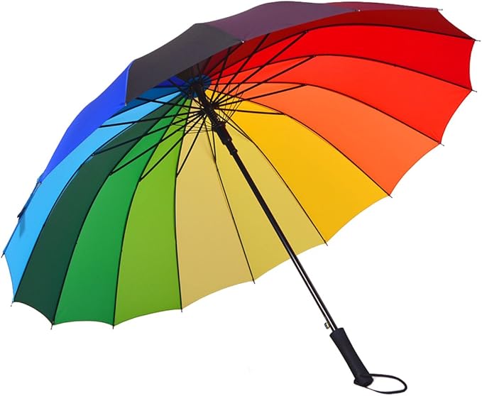Mnsruu Umgekehrter Regenschirm - Regenbogen Glitzer Design Mit UV-Schutz 108cm Durchmesser