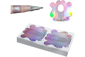 BeautyLeader 100PCS Nail Form Laser Pink Acrylic Nail Extension Sticker, Poly Gel Sticker,Nail Extension Forms,Self-Adhesive Nail Tips Guide Stencil Manicure Tool