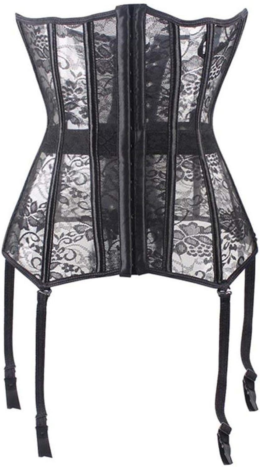 Corset Lace up Bustier Black Lace Corselet Plastic Bone