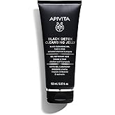 Apivita Black Detox Cleansing Jelly | Detoxifying Face & Eye Cleansing Gel with Activated Charcoal & Propolis, 150 mL / 5.07 oz