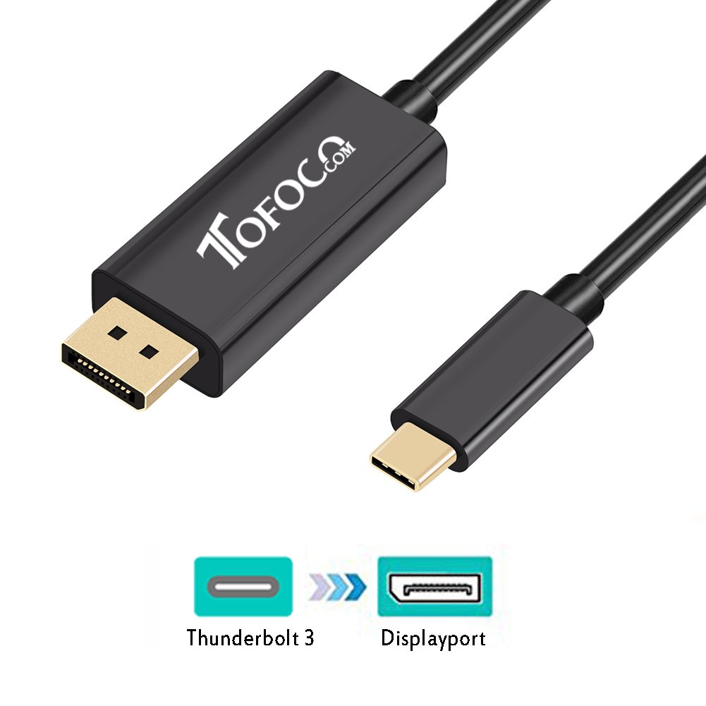 USB C to DisplayPort 1.2 Cable, (6ft/1.8m) USB 3.1 Type C to Display Port Male Thunderbolt 3 Adapter Compatible for Samsung S8, LG G5 G6, the New MacBook, ChromeBook, Dell XPS, Partial Compatible