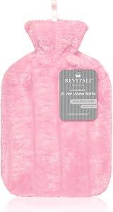 Revitale Luxury 2 Litre Hot Water Bottle with Soft Faux Fur Cover Baby Pink view 8