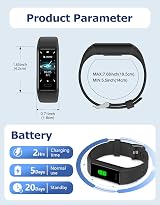 Cloudpoem Fitness Tracker Heart Rate Sleep Pedometer IP68 Waterproof for view 8
