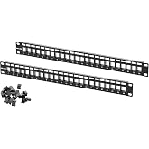 iwillink Blank Keystone Patch Panel 24 Port, Network Patch Panel 1U, 2-Pack | Ethernet Patch Panel, 19" for Cable Management, RJ45 Keystone Jacks, Dust-Proof Design