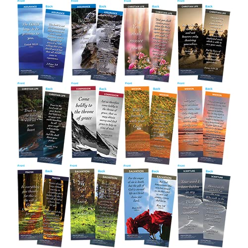 Bible Cards | Popular Scripture Memory Verses | Pack of 60 Christian Bookmarks | Great Gift to Build Faith, Encourage and Share The Gospel |12 Hand Picked Colorful, 5 of Each Design | Assortment 3