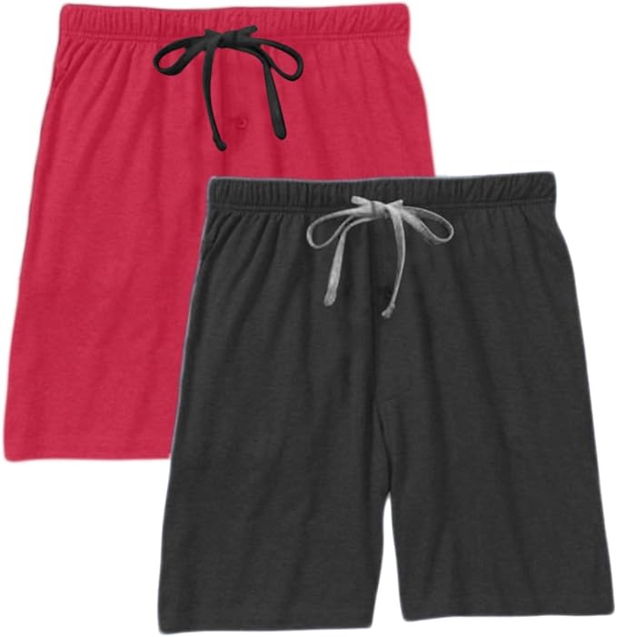 Hanes Men's Jersey Lounge Drawstring Shorts with Logo Waistband (Large