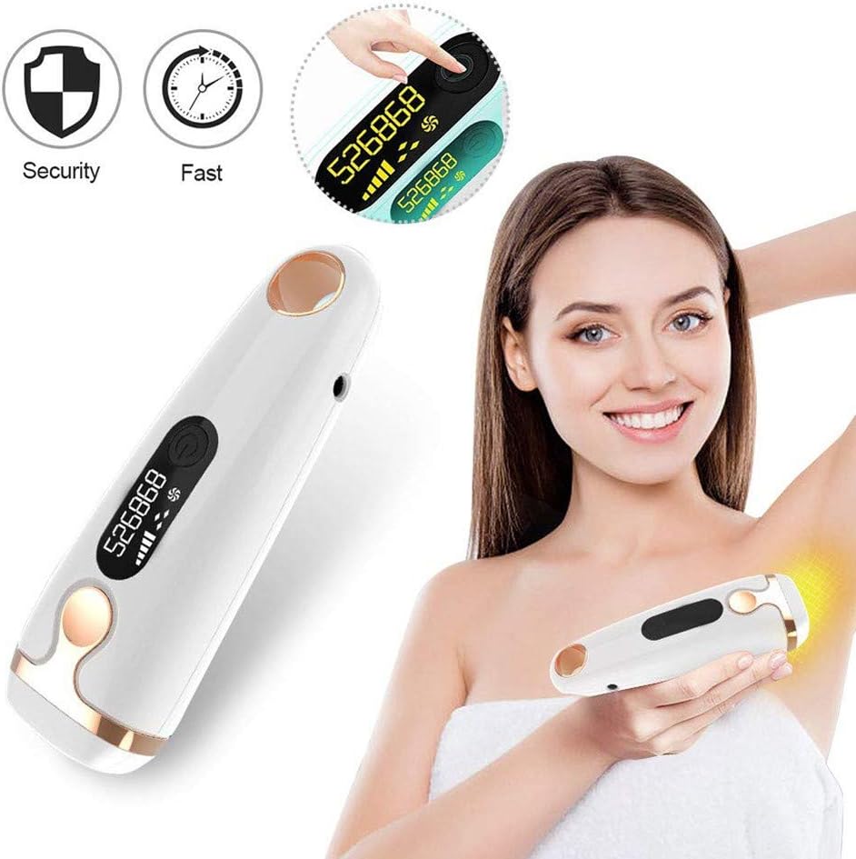 CLCL IPL Permanent Hair Removal Device,500,000 Flashes Permanent Painless Hair Removal Device for Women and Men, 8 Weeks for Removing Hair Home Use Flashes Touch LCD Screen，White