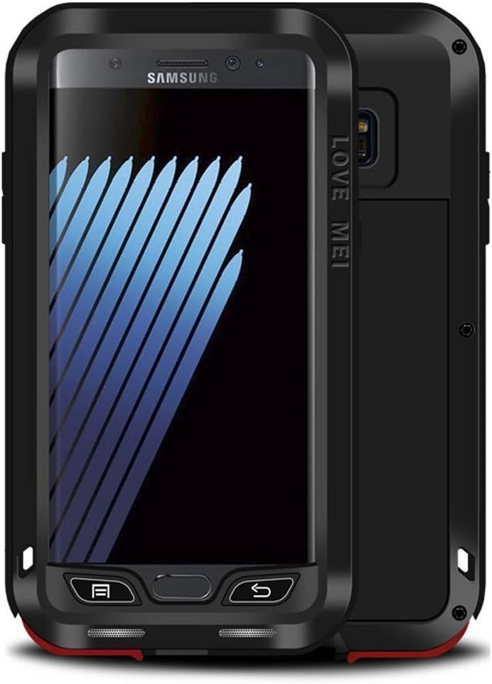 Galaxy Note FE Mental Case,QKKE Water Resistant Shockproof Aluminum Metal [Outter] Super Anti Shake Silicone [Inner] Fully Body Protection for Samsung Galaxy Note FE SM-N935 (Black)